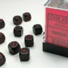Opaque - Black/Red - d6, 36 st (12 mm, prickar)