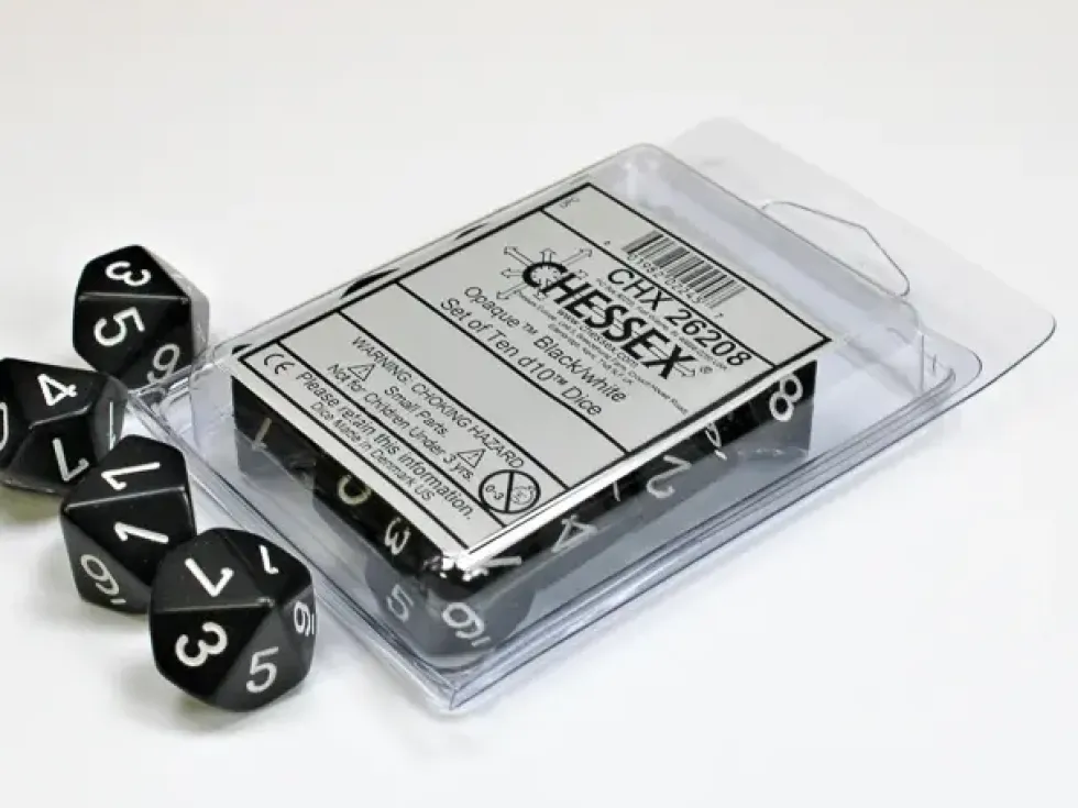 Opaque - Black/White - d10, 10 st