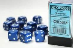 Opaque - Blue/White - d6, 12 st (16 mm, prickar)