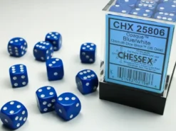 Opaque - Blue/White - d6, 36 st (12 mm, prickar)