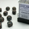 Opaque - Dark Grey/Copper - d6, 36 st (12 mm, prickar)