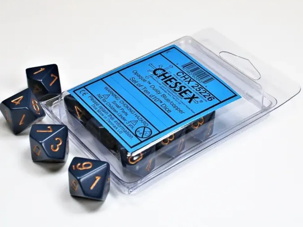 Opaque - Dusty Blue/Copper - d10, 10 st