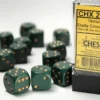 Opaque - Dusty Green/Copper - d6, 12 st (16 mm, prickar)