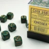 Opaque - Dusty Green/Copper - d6, 36 st (12 mm, prickar)