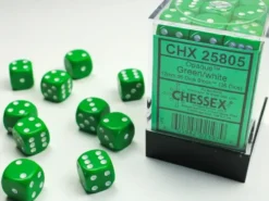 Opaque - Green/White - d6, 36 st (12 mm, prickar)