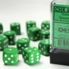 Opaque - Green/White - d6, 12 st (16 mm, prickar)