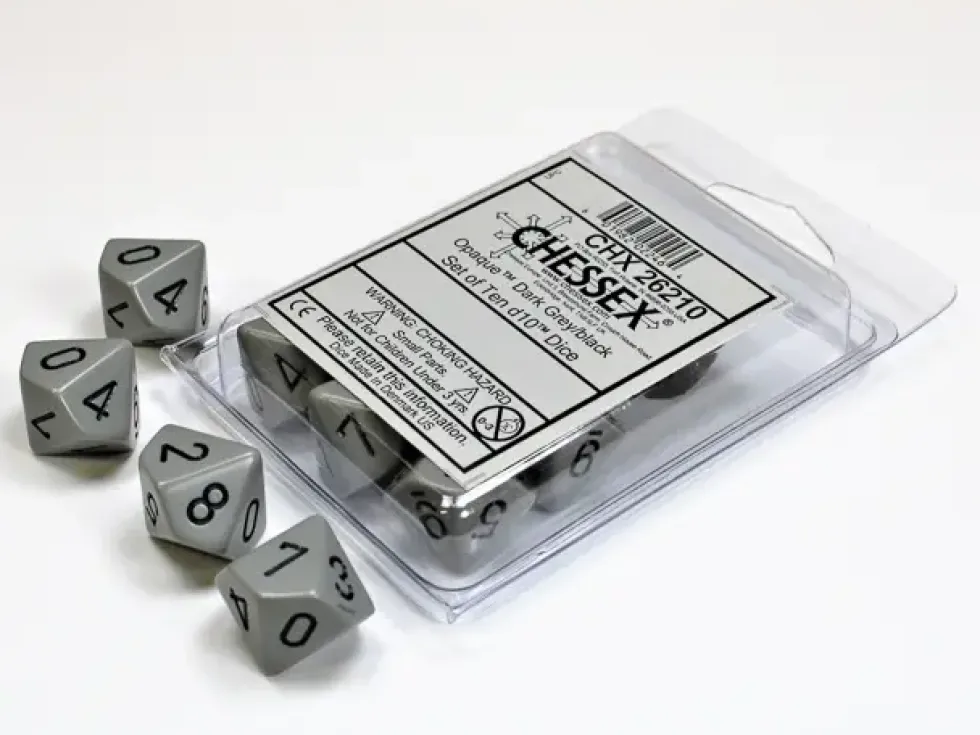Opaque - Grey/Black - d10, 10 st