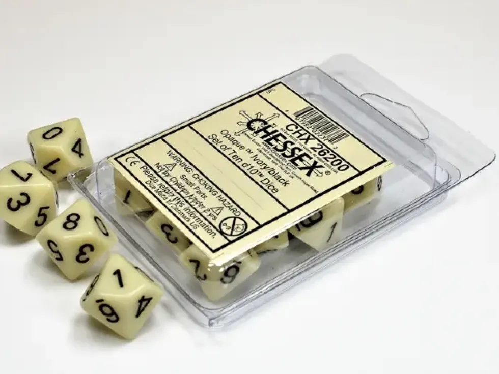 Opaque - Ivory/Black - d10, 10 st