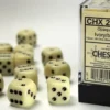 Opaque - Ivory/Black - d6, 12 st (16 mm, prickar)