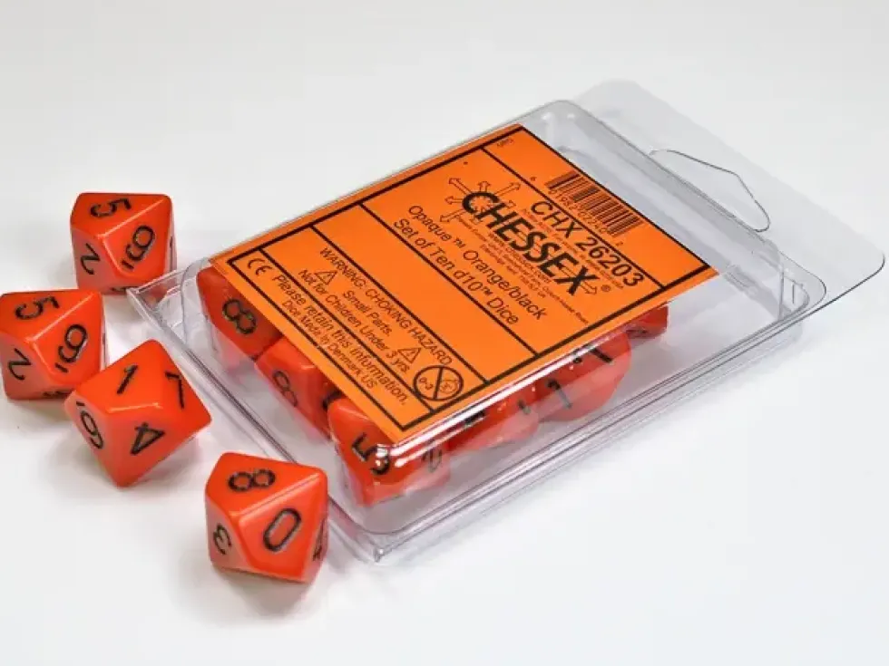 Opaque - Orange/Black - d10, 10 st