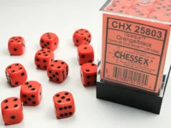 Opaque - Orange/Black - d6, 36 st (12 mm, prickar)