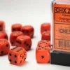 Opaque - Orange/Black - d6, 12 st (16 mm, prickar)