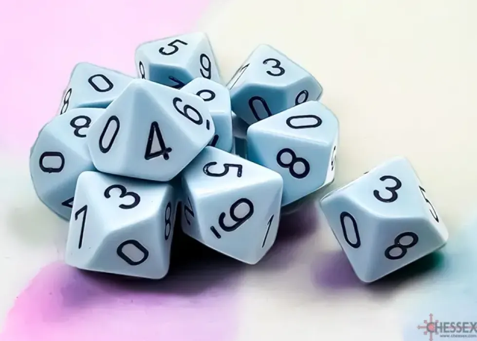 Opaque - Pastel Blue/Black - d10, 10 st