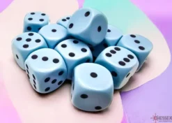 Opaque - Pastel Blue/Black - d6, 12 st (16 mm, prickar)