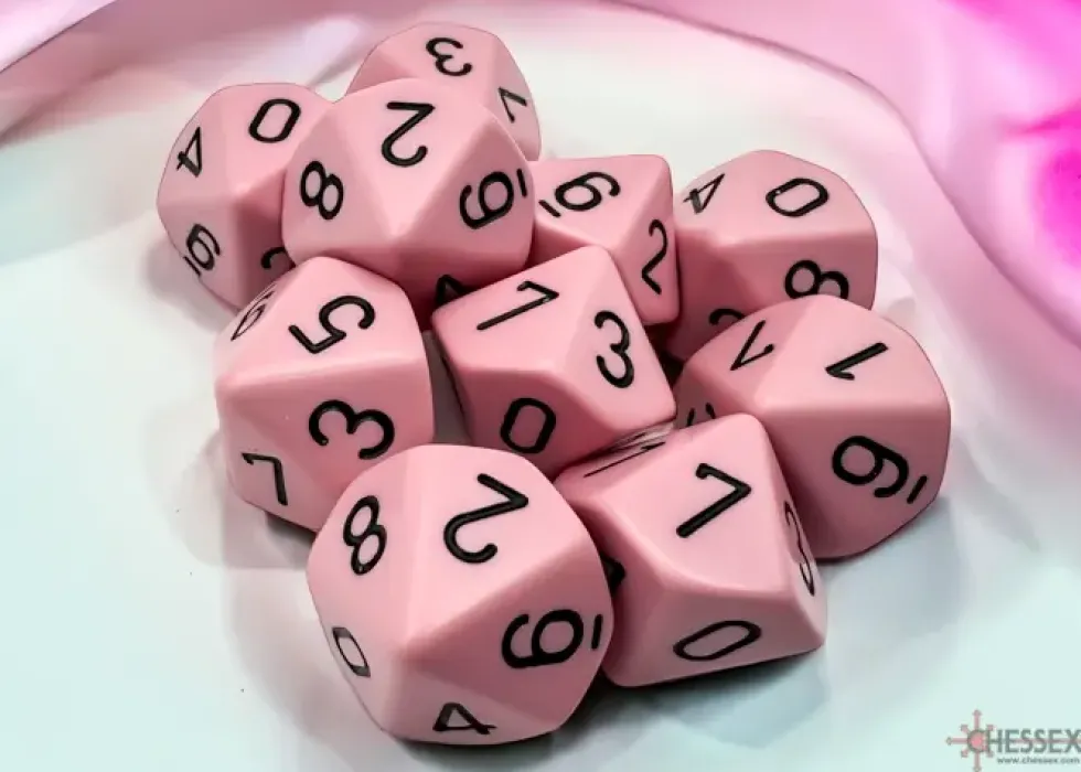 Opaque - Pastel Pink/Black - d10, 10 st