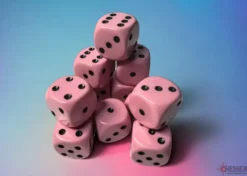 Opaque - Pastel Pink/Black - d6, 12 st (16 mm, prickar)