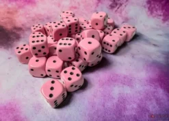 Opaque - Pastel Pink/Black - d6, 36 st (12 mm, prickar)