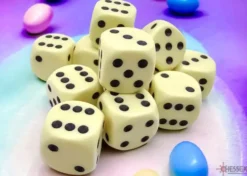 Opaque - Pastel Yellow/Black - d6, 12 st (16 mm, prickar)