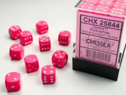 Opaque - Pink/White - d6, 36 st (12 mm, prickar)