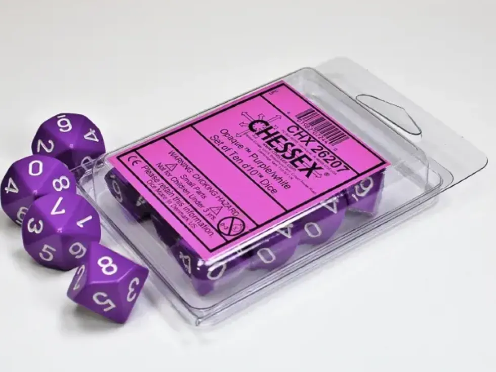 Opaque - Purple/White - d10, 10 st
