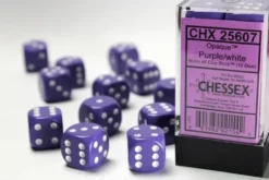 Opaque - Purple/White - d6, 12 st (16 mm, prickar)