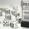 Opaque - White/Black - d6, 12 st (16 mm, prickar)