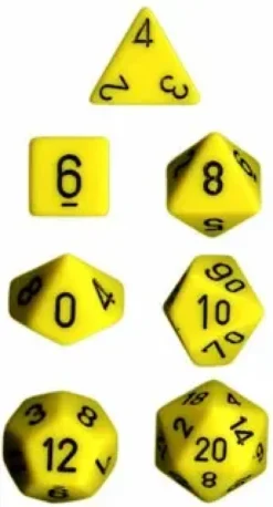 Opaque - Yellow/Black - Dice Set