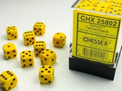 Opaque - Yellow/Black - d6, 36 st (12 mm, prickar)