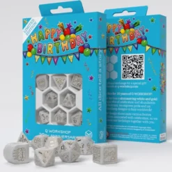Q Workshop 20 Years - Happy Birthday Dice Set (Grey/Gold)