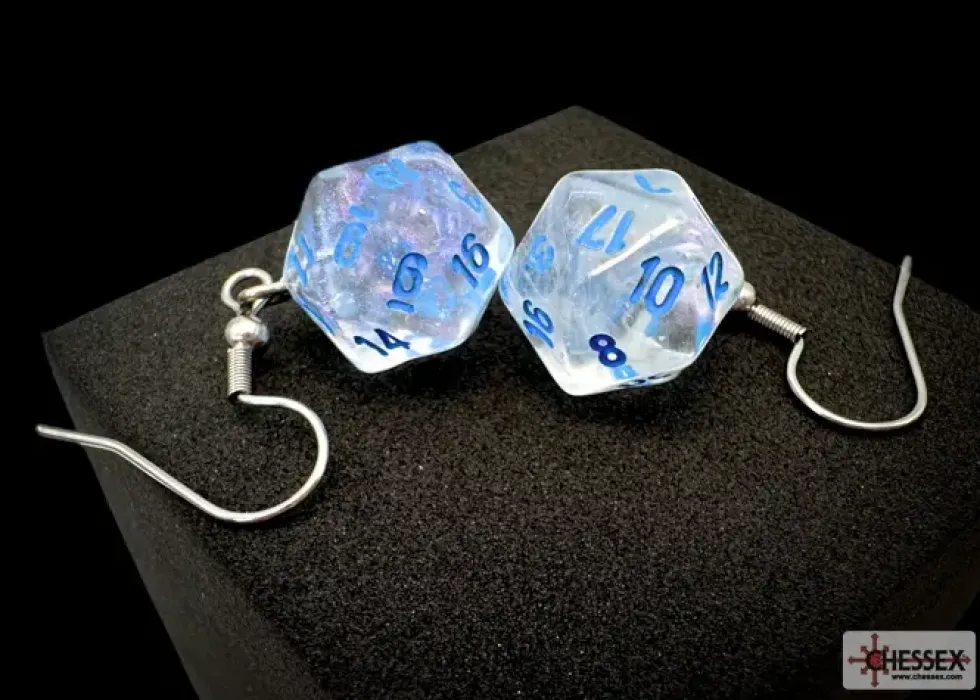 Örhänge: Hook - Borealis Icicle Light Blue Mini-Poly D20 (Par)