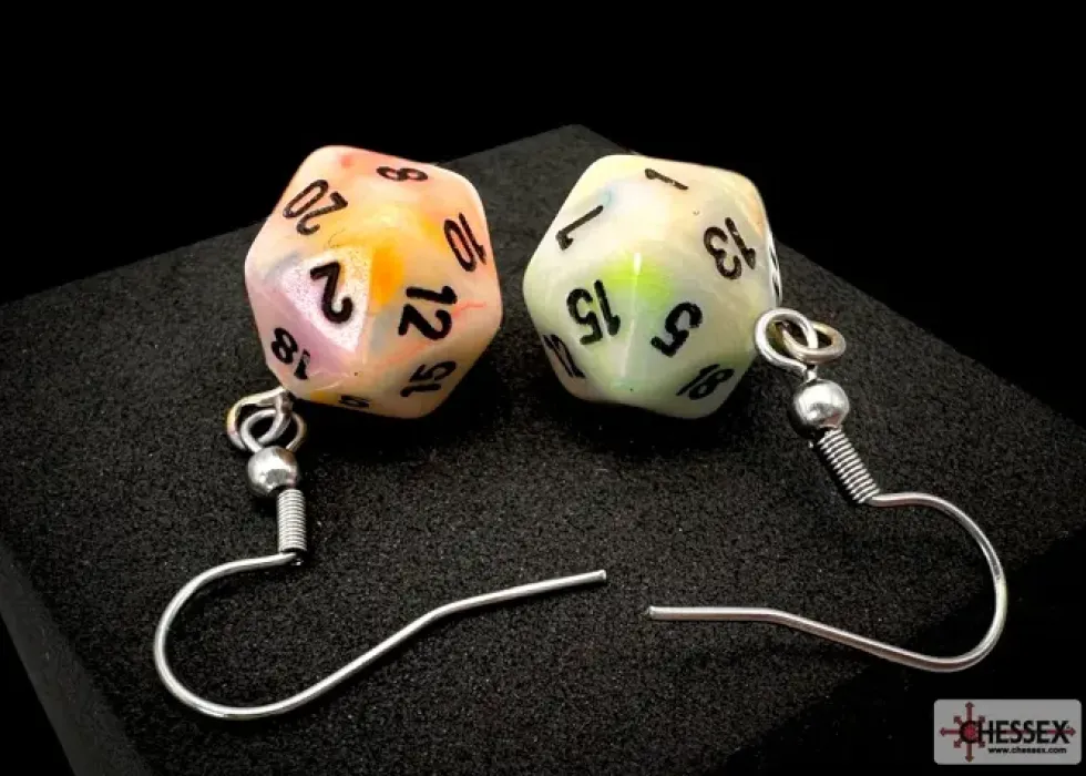 Örhänge: Hook - Festive Circus/Black Mini-Poly D20 (Par)