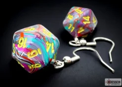 Örhänge: Hook - Festive Mosaic/Yellow Mini-Poly D20 (Par)