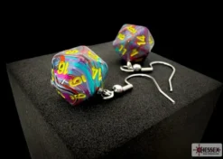 Örhänge: Hook - Festive Mosaic/Yellow Mini-Poly D20 (Par)