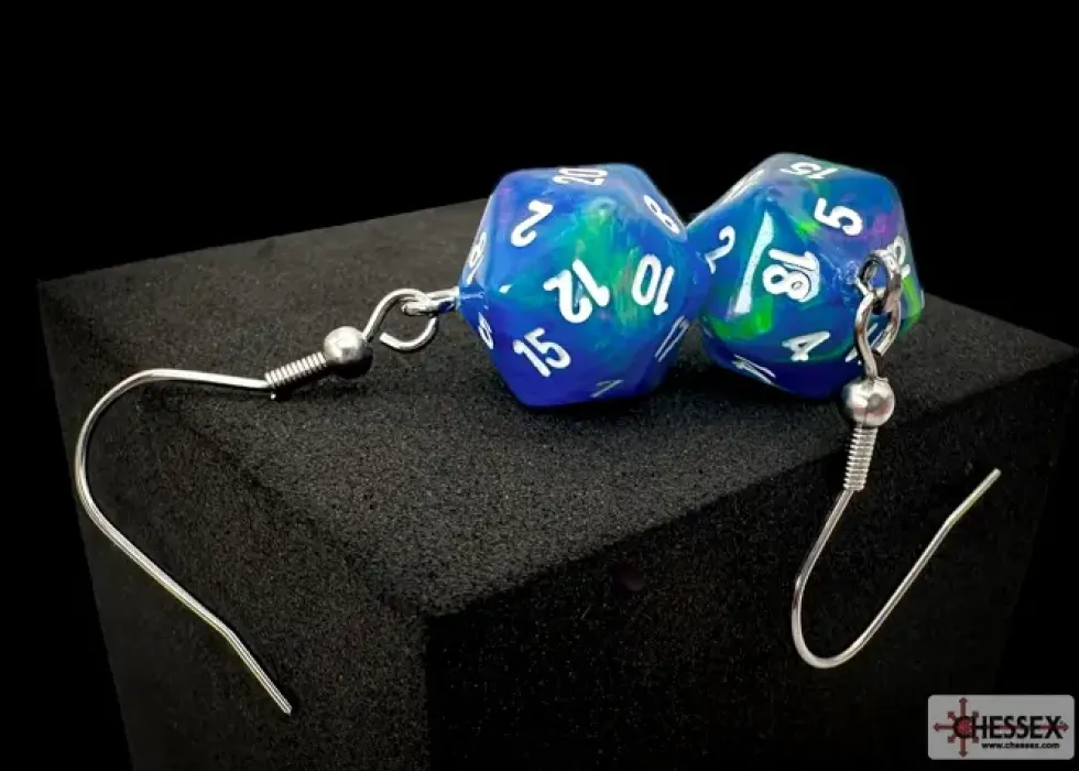 Örhänge: Hook - Festive Waterlily/White Mini-Poly D20