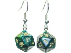 Örhänge: Hook - Scarab Jade Mini-Poly D20 (Par)