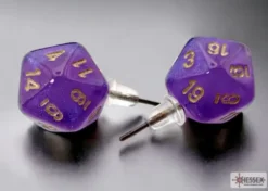 Örhänge: Stud - Borealis Royal Purple/Gold Mini-Poly D20 (Par)