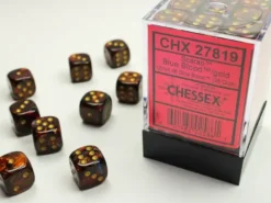 Scarab - Blue Blood/Gold - d6, 36 st (12 mm, prickar)