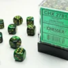 Scarab - Jade/Gold - d6, 36 st (12 mm, prickar)