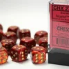 Scarab: Scarlet/Gold - d6, 12 st (16 mm, prickar)