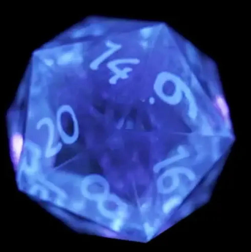 Sirius Dice: Cloak & Dagger, Premium UV-Light Translucent Clear - Dice Set