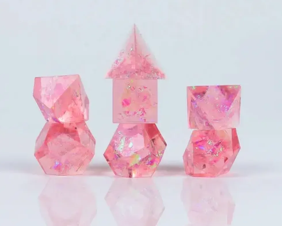 Sirius Dice: Cloak & Dagger, Premium UV-Light Translucent Pink - Dice Set