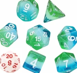 Sirius Dice: Translucent Blue Hawaiian - Solid White (7+1)