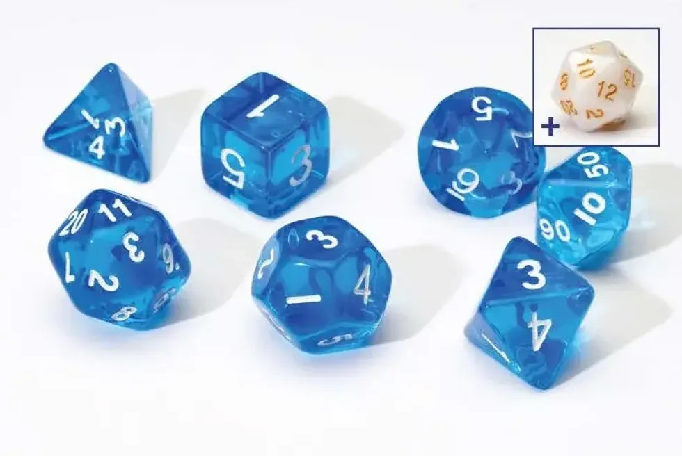 Sirius Dice: Translucent Blue - Pearl (7+1)