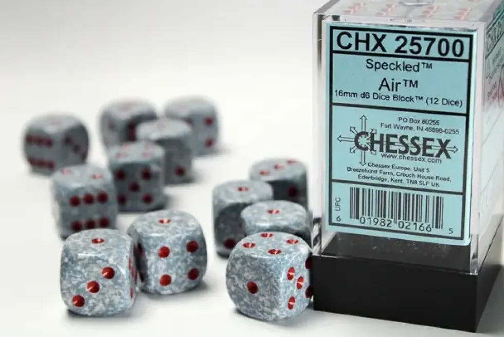 Speckled: Air - d6, 12 st (16 mm, prickar)