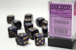 Speckled: Golden Cobalt - d6, 12 st (16 mm, prickar)