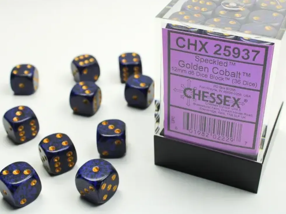 Speckled - Golden Cobalt - d6, 36 st (12 mm, prickar)