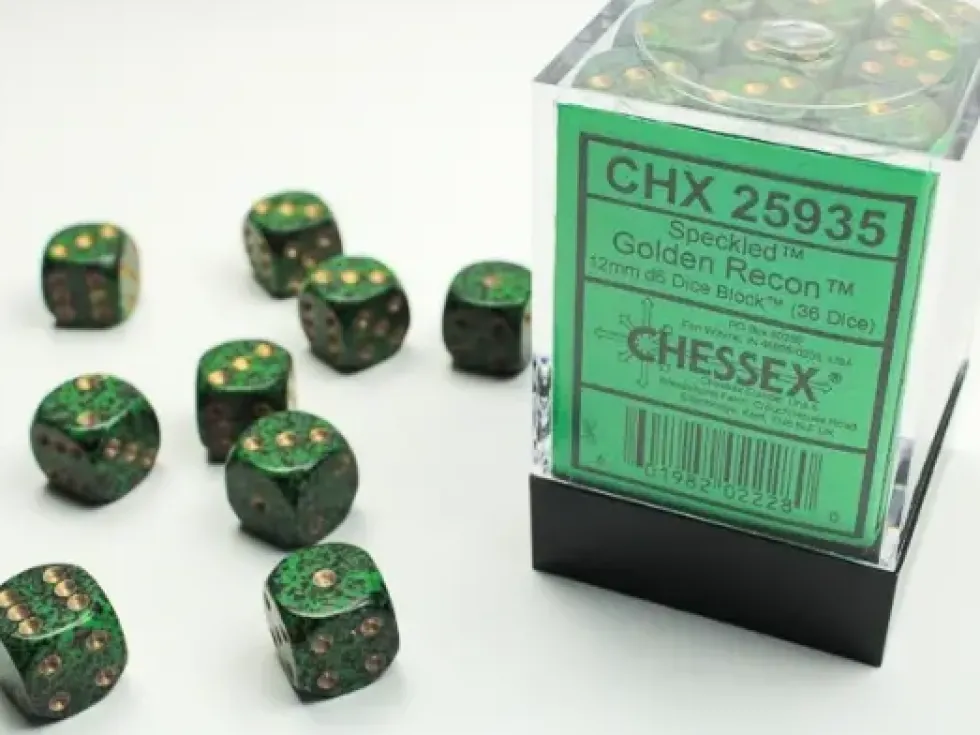 Speckled - Golden Recon - d6, 36 st (12 mm, prickar)