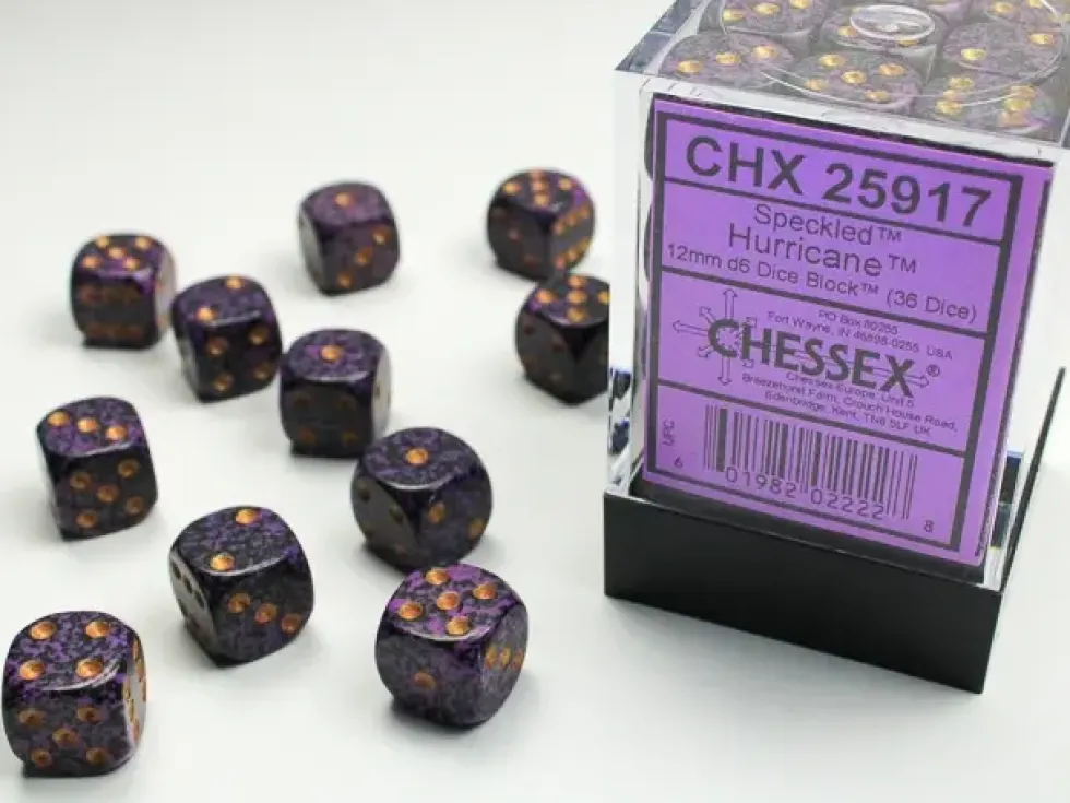 Speckled - Hurricane - d6, 36 st (12 mm, prickar)