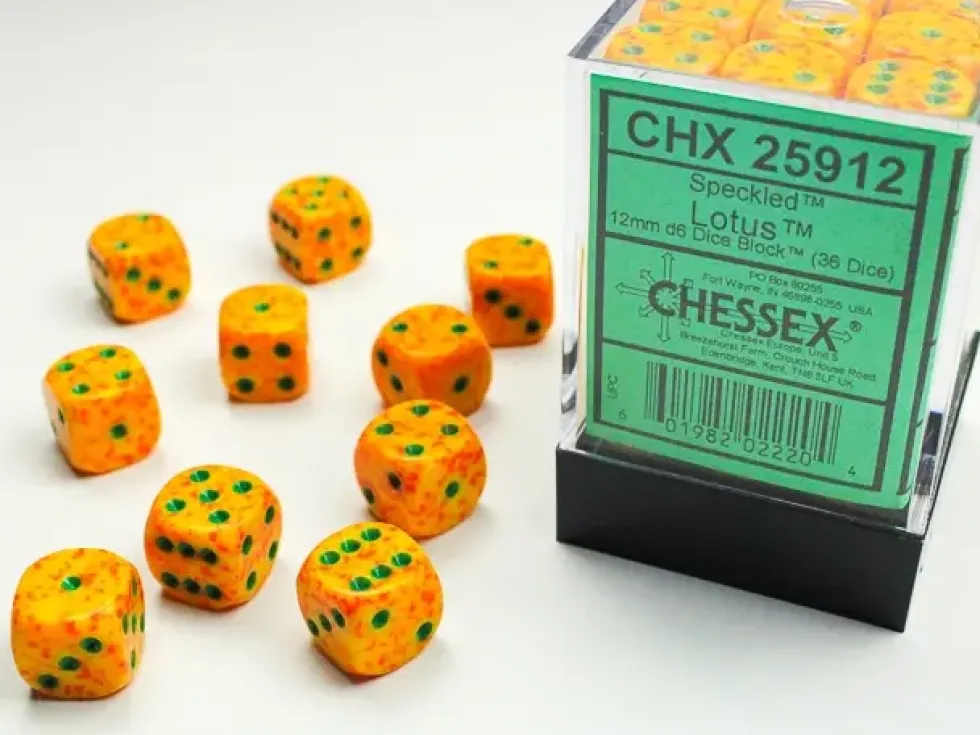 Speckled - Lotus - d6, 36 st (12 mm, prickar)