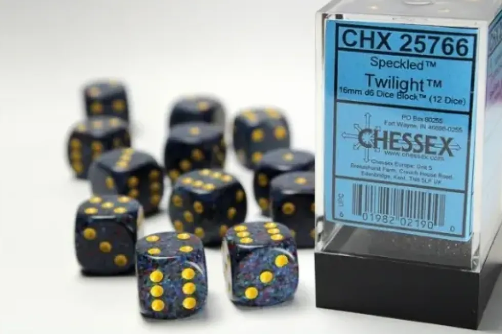 Speckled: Twilight - d6, 12 st (16 mm, prickar)